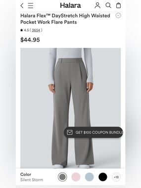 HALARA Wide-Leg Pocket Work Pants — Gray